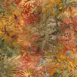 24" Remnant - Anthology Hand Made Batik- Rayon  - Flower Garden Print on Multi-Color