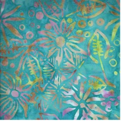 Anthology Hand Made Batik - Turquoise with Multi Color Flowers