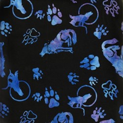 Anthology Batiks - The Plains People of Turtle Island - Blue Wolf on Black
