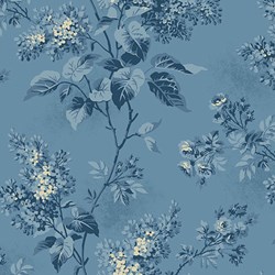 15" Remnant - Blue Sky - Blue with Blue Floral - by Edyta Sitar of Laundry Basket Quilts for Andover Fabrics