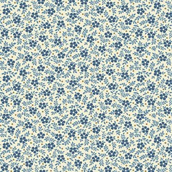 17" Remnant - Blue Sky - Blue Mini Floral on Cream - by Edyta Sitar of Laundry Basket Quilts for Andover Fabrics