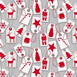 30 Remnant - Frosty Friends 2-Ply Flannel Gift Tag Toss on Gray by Henry Glass Fabrics
