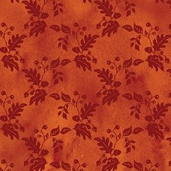 End of Bolt - 75" - Fall Bounty Metallic Fabric - Red tonal floral grid - by P&B Textiles