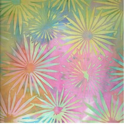 31" Remnant - Island Batik- Rainbow Flowers # KI02-H2