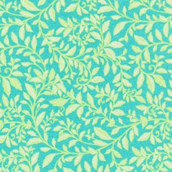 End of Bol t- 48" - Piccadilly - Teal/Chartreuse Leaf with Silver Metallic Shimmer - by Paintbrush Studios