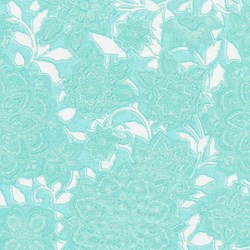 29" Remnant -  -Piccadilly - Teal Tonal Vine with Silver Metallic Shimmer - by Paintbrush Studios