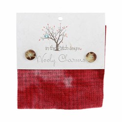 Wooly Charm Pack -5 inch square -  5 Textures Per Pack  -- Red