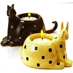 Vintage Fine!  Animal Tea Light Holders - Cat & Bunny Set