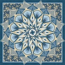 Carnival Flower "Deep Blue Sky" Queen Size Quilt - Exclusive Colorway for the 2023 Quiltworx Technique of the Month - Includes Backing