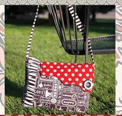 Sassy Flapper Bag in Black with Red Dot