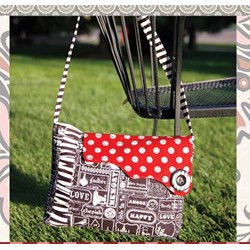 Sassy Flapper Bag in Black with Red Dot