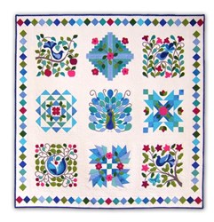 Peacock's Garden Cotton Block of the Month or All at Once - Blues<br>Start Anytime!