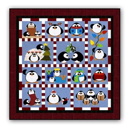 Penguin Cheer WOOL Block of the Month or All at Once!  Starts January!