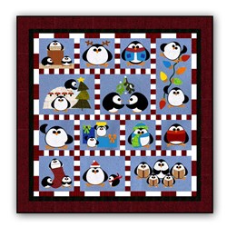 Penguin Cheer WOOL Block of the Month or All at Once!  Starts January!