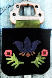 Royal Garden Applique Wool Purse with Wooden Handles by Jed Bags