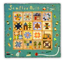 Last One!  Sewing Room Sampler Colorful Quilt Kit With Added Wool Pack - Includes Backing