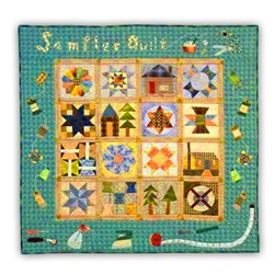 Last One!  Sewing Room Sampler Colorful Quilt Kit With Added Wool Pack - Includes Backing