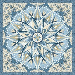 Carnival Flower "Soft Blue Sky" - Exclusive Colorway for the 2023 Quiltworx Technique of the Month - Includes Backing