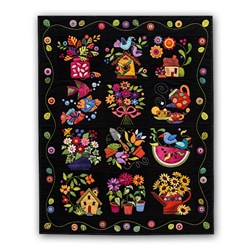 More Back in Stock!  WOOL - Twin Size Summertime Sampler, Wool Applique on Wool Background, Block of the Month or All at Once Kit - Start Anytime!