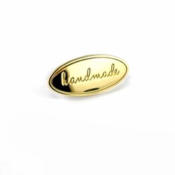 Metal Bag Oval "handmade" Gold  Label (1 per pack)