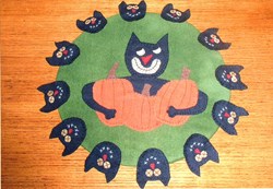 Greedy Cat Penny Rug Wool Pattern