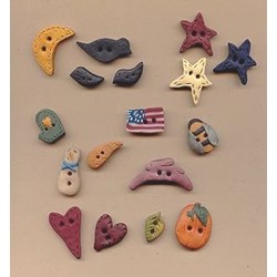 Hand Made Clay Buttons -  White  Star