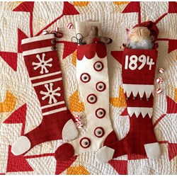 Snowflakes and Peppermints Wool Applique Stockings by 1894 Cottonwood House