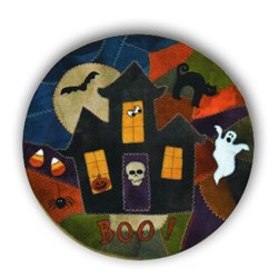 Spooky House Wool Applqiue Crazy Mat Kit by Lakeview Primitives