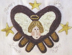 Peace and Joy Angel Punchneedle Embroidery Pattern by Hooked on Rugs for Heart to Hand