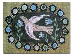 Vintage Find!  Bird & Bluebells Punchneedle Embroidery Pattern by Hooked on Rugs for Heart to Hand