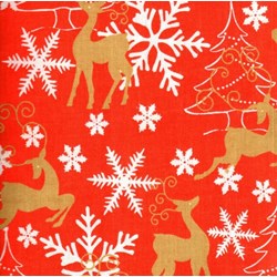 Holiday Prints - Christmas Snowflakes & Reindeer in Red - by AE Nathan Co