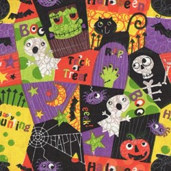 End of Bolt - 76" - Holiday Prints - Halloween Spooky Graveyard in Multi - by AE Nathan Co