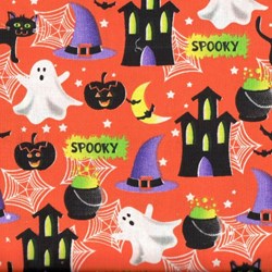 29" Remnant -  - Holiday Prints - Halloween Night on Orange - by AE Nathan Co