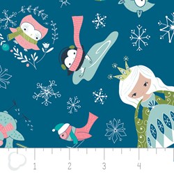 MINIMUM 2  YARD PURCHASEWinter Wonderland by Camelot Fabrics-Ice Princess on Blue