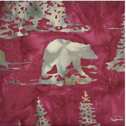 Hand-dyed Batik - Bears in Ruby - by Hoffman California Fabrics