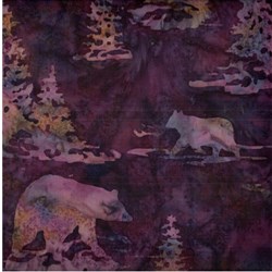 Hand-dyed Batik - Bears in Marsala - by Hoffman California Fabrics