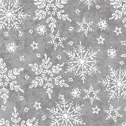 Holiday Frost Flannel- White Snowflakes on Silver
