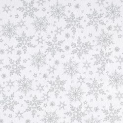 Holiday Frost Flannel-Silver on White Snowflakes
