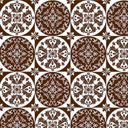 7" Remnant Piece Isabella - Brown Floral Circle Grid - by Lila Tueller Designs for Riley Blake Designs