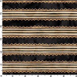 <b>Minimum 2 Yard Purchase</b><br>In Stitches -Trimmed Stripe - Black/Tea Color #86120JT - by Maywood Studios