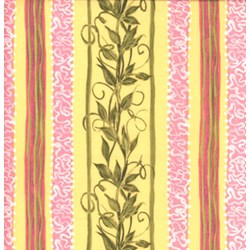 18" Remnant Piece Roses Quilting Fabric - Vine Stripe on Yellow